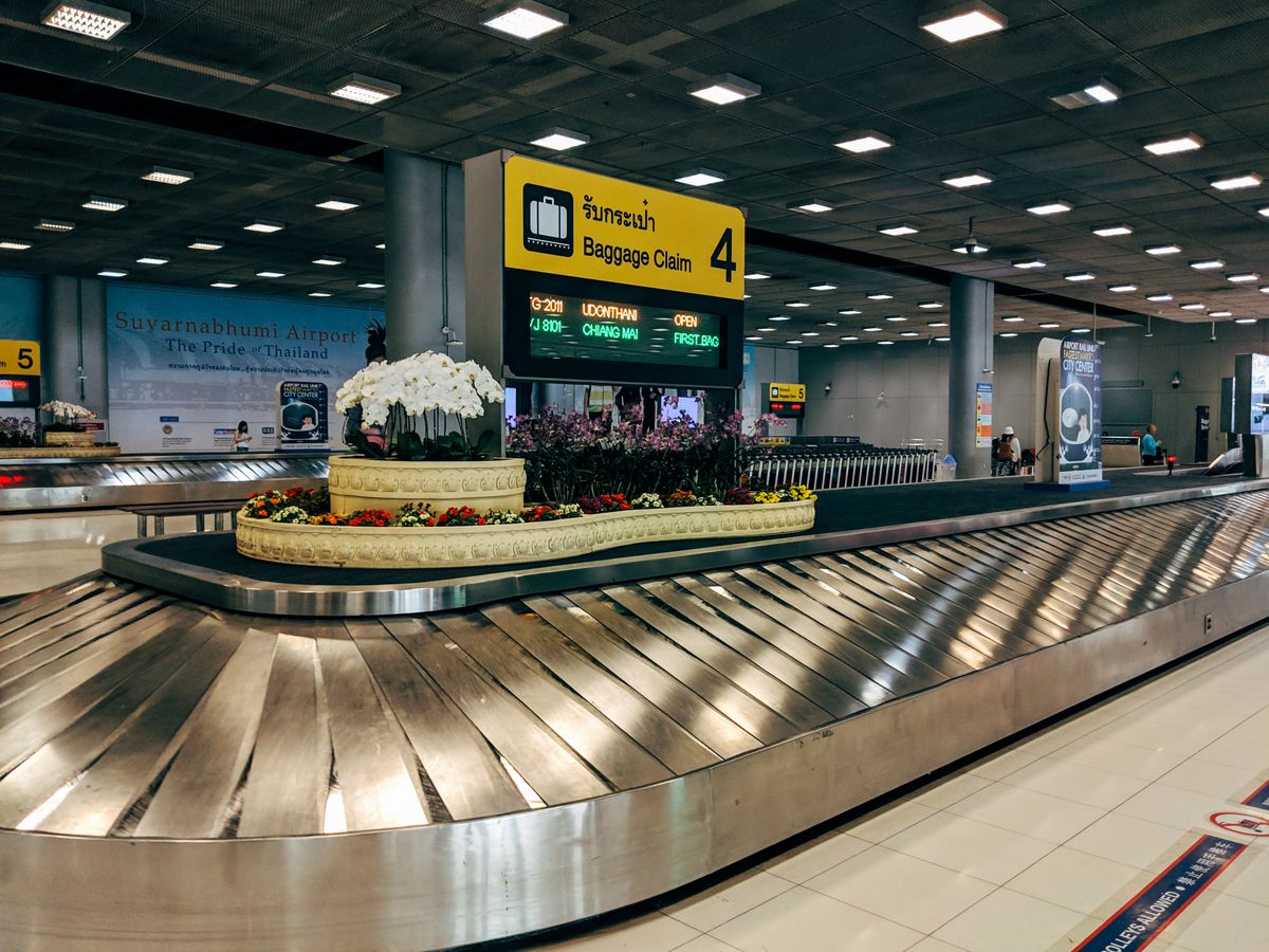 Baggage claim carousel at an airport